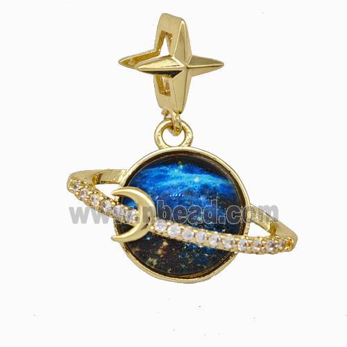 copper Pendant pave resin 18K gold plated