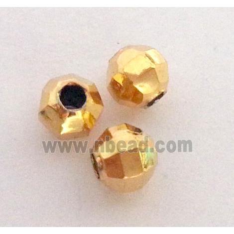 colorfast copper bead, faceted round, gold plated
