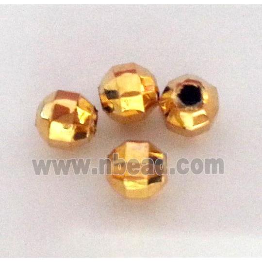 colorfast copper bead, faceted round, gold plated