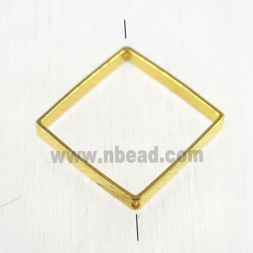 brass square bead, 2 holes, gold plated