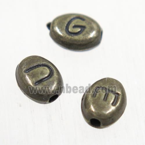 alloy letter beads, mixed, antique bronze