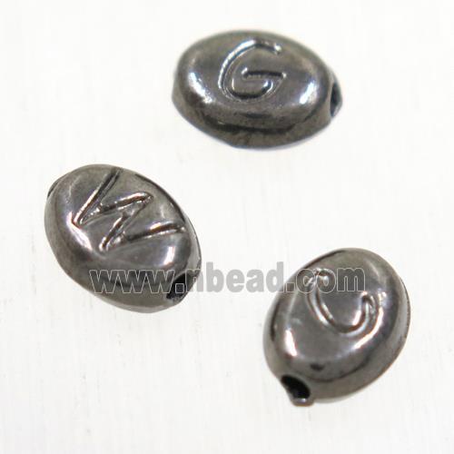 alloy letter beads, mixed, black plated