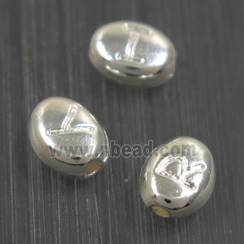 alloy letter beads, mixed, silver plated
