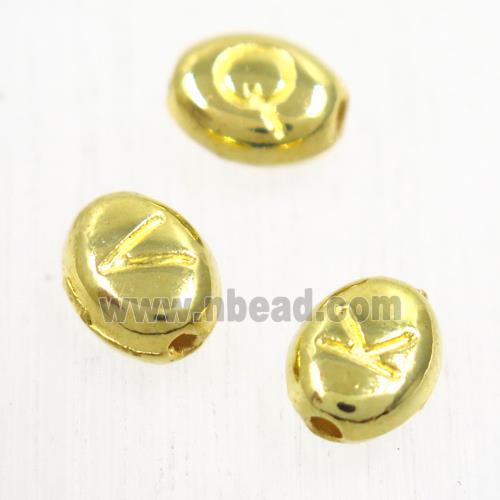alloy letter beads, mixed, gold plated