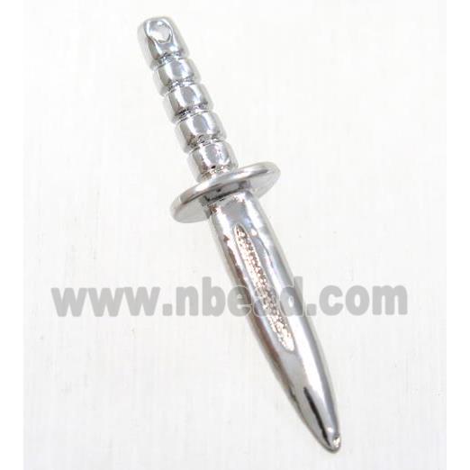 colorfast copper knife pendant, platinum plated