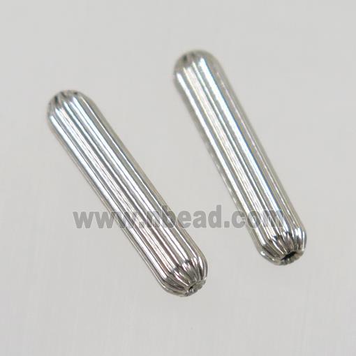 copper tube beads, corrugated, platinum plated