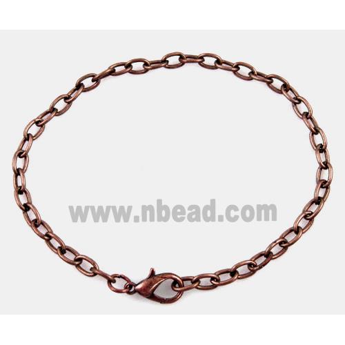iron chain bracelet, antique red copper, nickel free