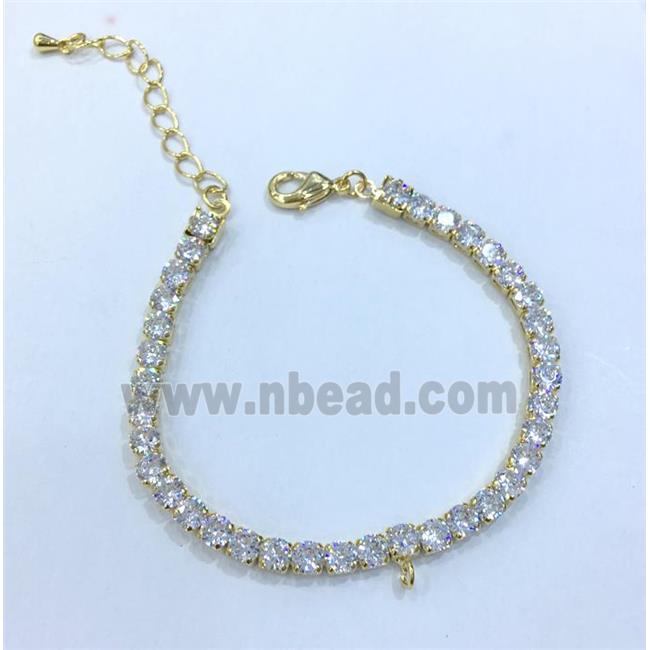 bracelet copper chain paved zircon, gold plated