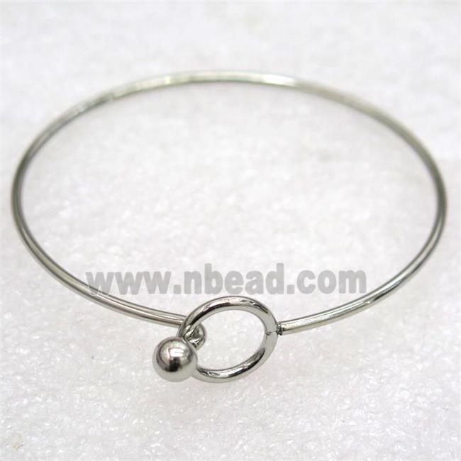 stainless steel cuff bangle, platinum plated