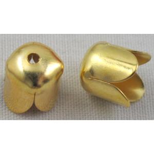 cord end caps, copper, gold plated, tulip style