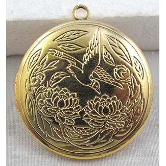 Necklace Locket pendant, Copper, Gold Plated