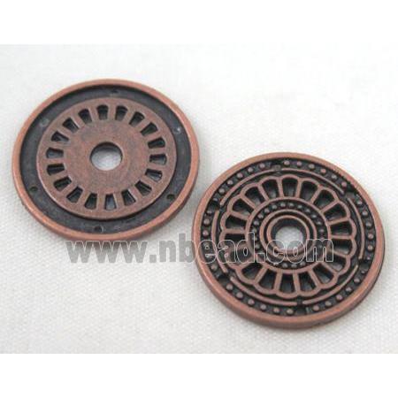 alloy bead, round, antique red copper