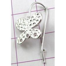 baroque style butterfly Hook Earring, copper, platinum plated