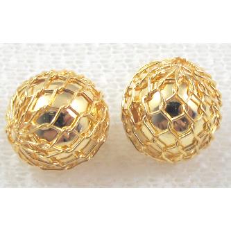 gold plated Round CCB Beads with copper wire wrapped