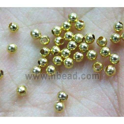 copper seed beads, round, gold plated