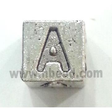 alphabet beads, alloy, antique silver