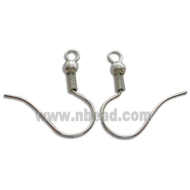 Earring Wire, iron, platunum plated
