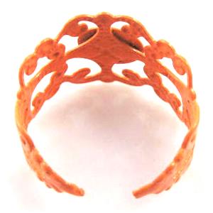 adjustable Ring with bezel tray, copper, enamel, nickel free