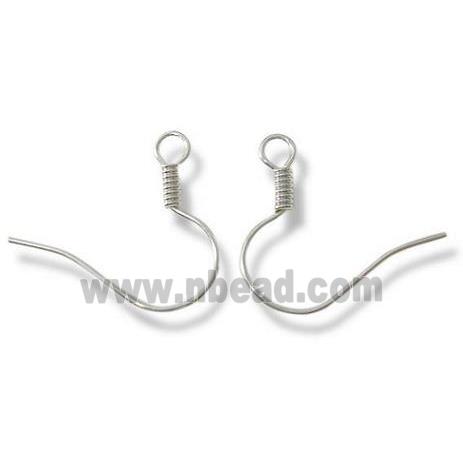 Earring Hook, iron, silver plated