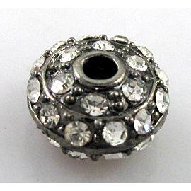 alloy bead with rhinestone, rondelle, black