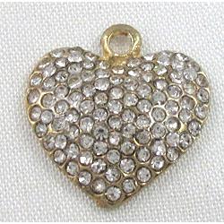 alloy heart pendant with rhinestone, gold