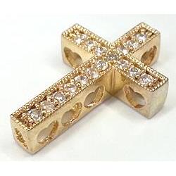 Bracelet bar, copper bead with zircon, cross, gold