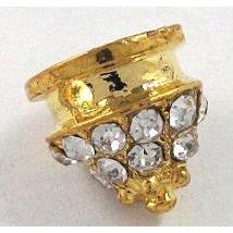 alloy bead with mideast rhinestone, gold