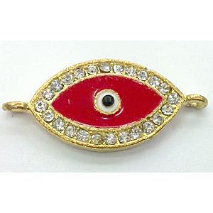 eyes bracelet bar, enamel alloy with Rhinestone, gold
