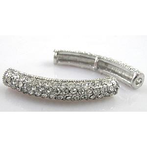bracelet bar, alloy bead with rhinestone, platinum plated