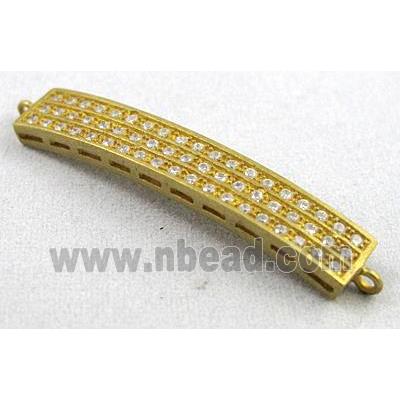 bracelet bar, copper bead with zircon rhinestone, brass