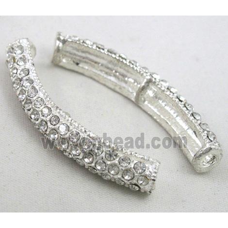 bracelet bar, alloy with Rhinestone, silver plated