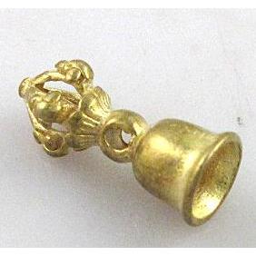 copper bell charm bead, brass