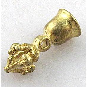 copper bell charm bead, brass