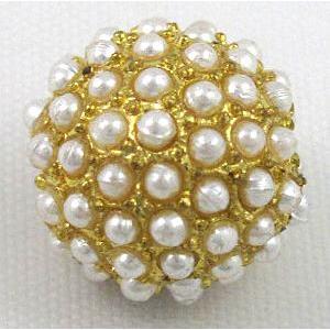 alloy bead, pave plastic pearl