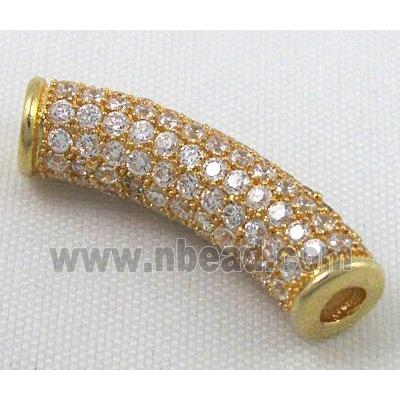 bracelet bar, copper bead with zircon rhinestone, gold