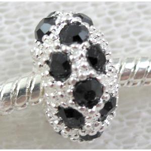 alloy bead with rhinestone, silver plated