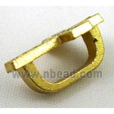 bracelet bar, alloy spacer with rhinestone, gold plated