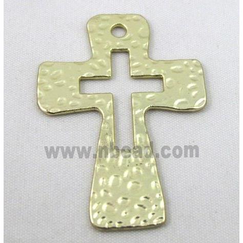 hammered cross alloy pendant, duck-gold