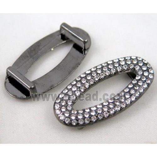 bracelet bar, alloy bead paved with rhinestone, black