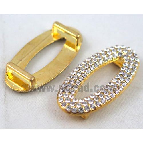 bracelet bar, alloy bead paved with rhinestone, gold plated