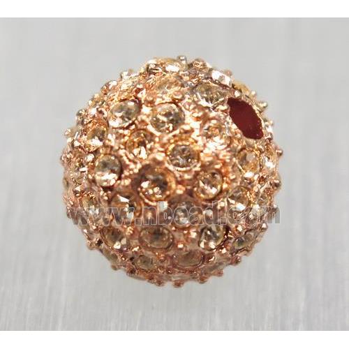 round alloy spacer beads pave rhinestone, rose gold