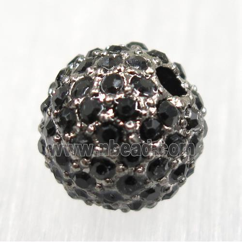 round alloy spacer beads pave rhinestone, black plated