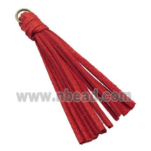 red synthetic Suede tassel pendant