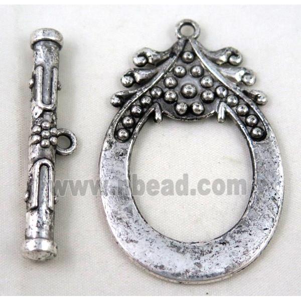 alloy toggle clasps, antique silver