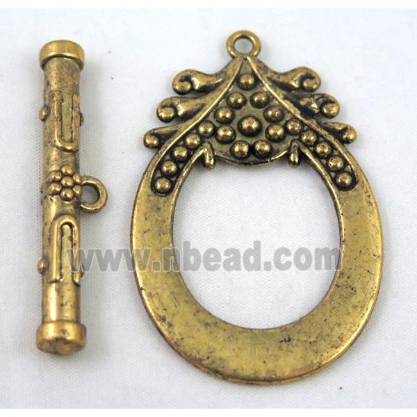 alloy toggle clasps, antique gold plated