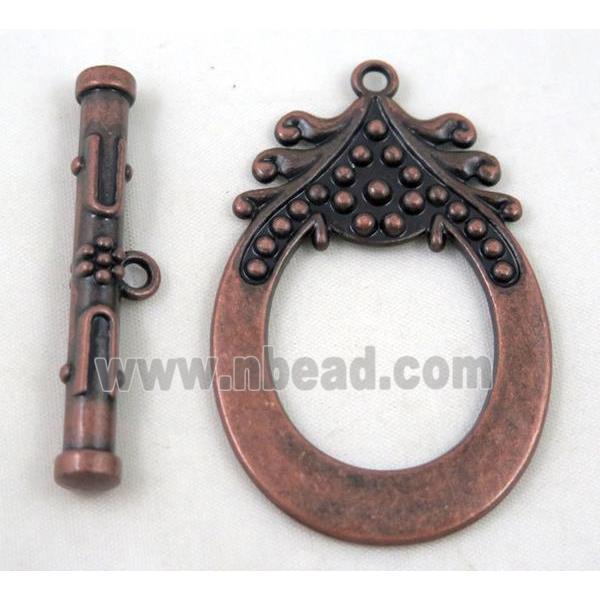 alloy toggle clasps, antique red copper