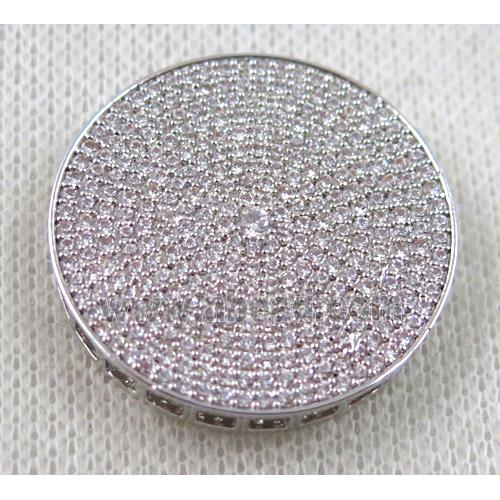 copper bead paved zircon, circle, platinum plated