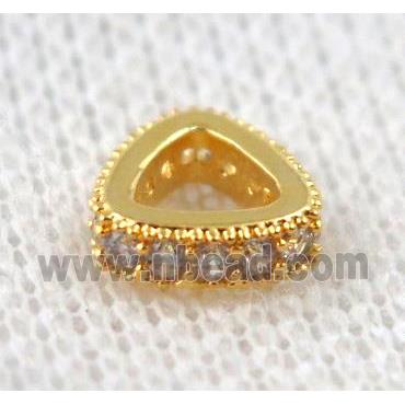 copper triangle beads paved zircon, gold plated