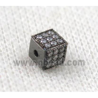 copper cube bead paved zircon, black