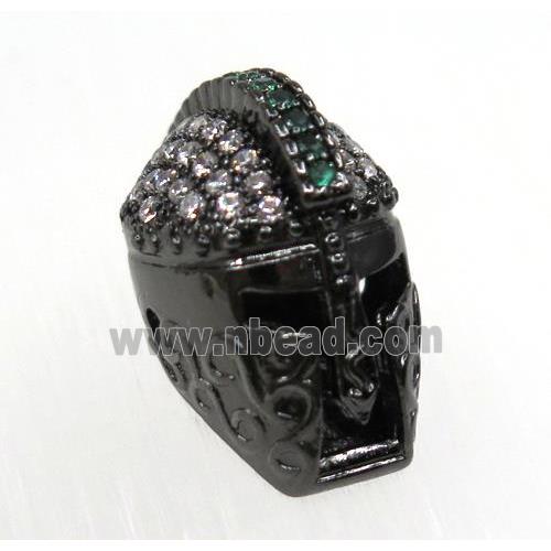 copper helm bead paved zircon, black plated